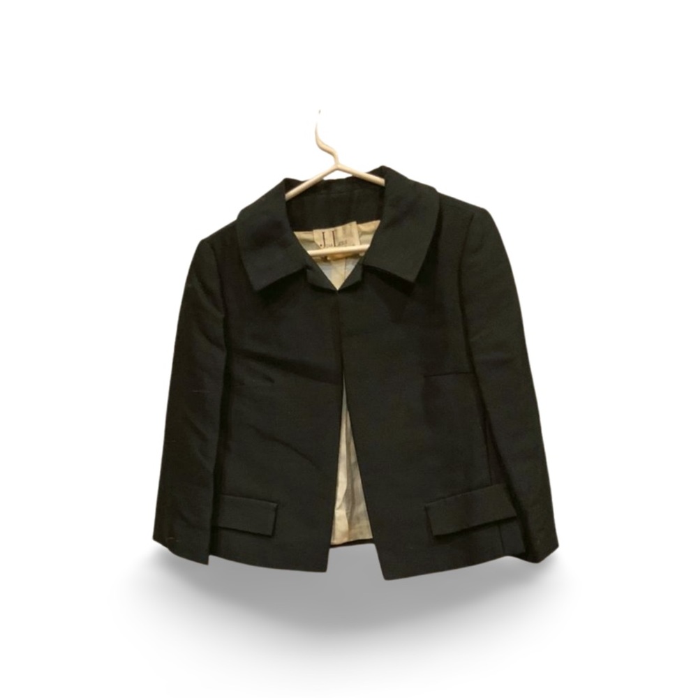 Joan Leslie by Kasper Black Cropped Blazer Jacket | Vintage Lined Classic Style